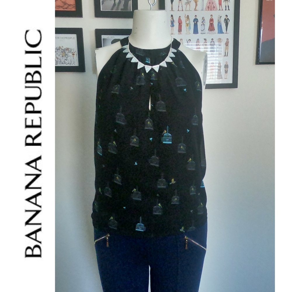 2/$20 Banana Republic Bird Print Halter Blouse